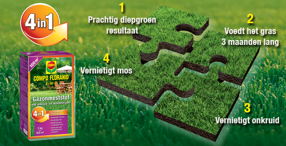 Gazonmeststof 4 in 1 compo