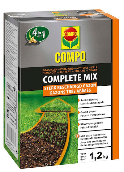 Beschadigd gazon herstellen met Complete mix 