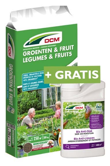 DCM Meststof Groenten en Fruit 250m + GRATIS Bio Anti-Slak twv 13,99