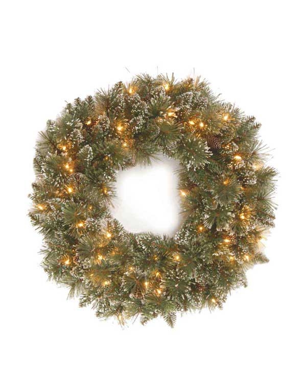 Kerstkrans met lichtjes Glittery 