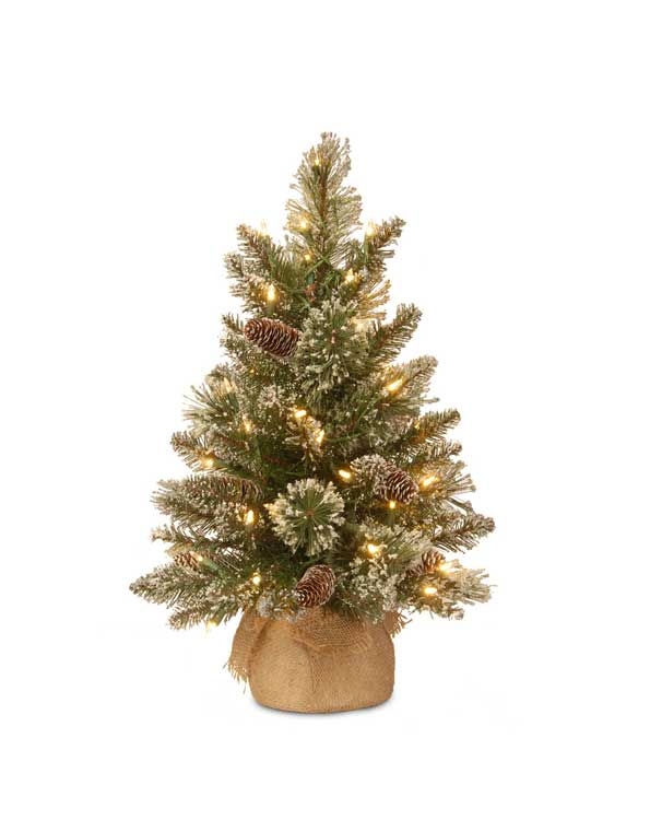Kleine kunstkerstboom met verlichting Glittery 61 cm