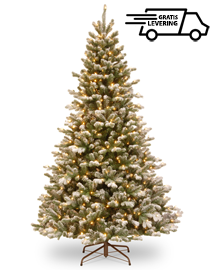 Besneeuwde kunstkerstboom met lampjes Golden Glitter 228cm