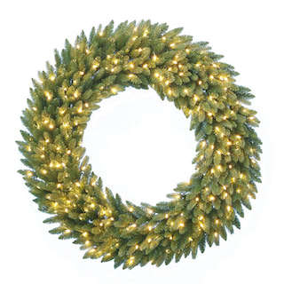 Grote kunstkerstkrans met 100 LED lampjes Beezy 91 cm 