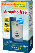 Mosquito Free Muggen verjagen met ultrasoon geluid 25m²