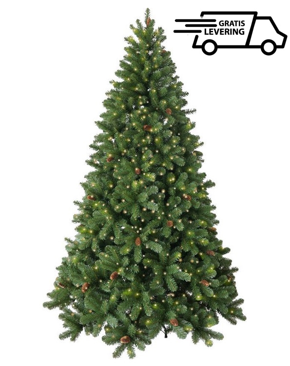 Kunstkerstboom met LED en dennenappels Sparkles 228cm