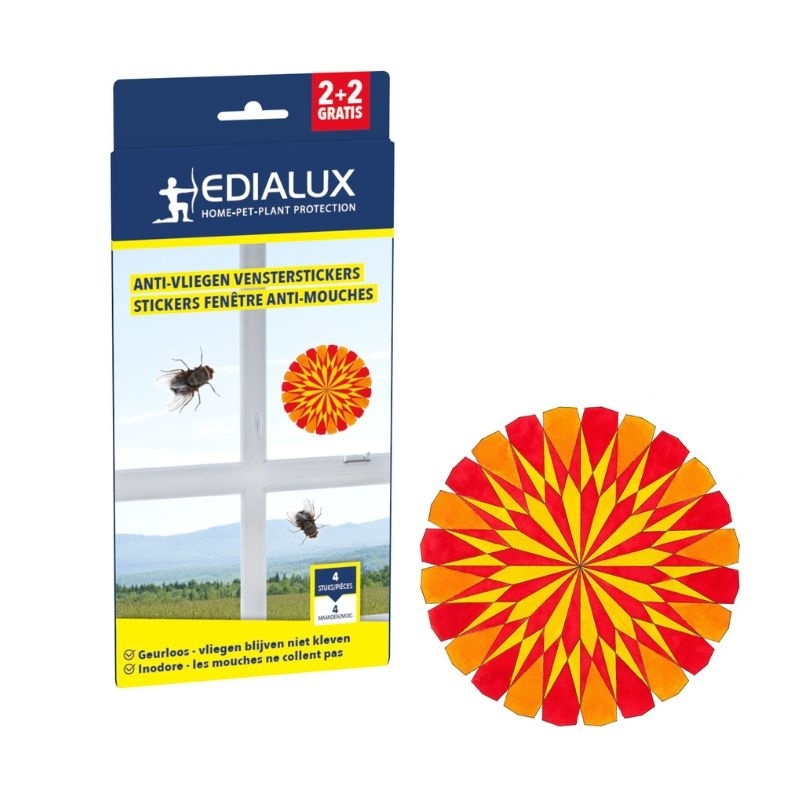Edialux anti-vliegen vensterstickers (2+2 Gratis)