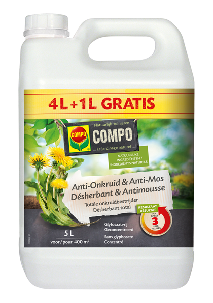 Compo Biologische mos- en onkruidbestrijding 4L+1L gratis