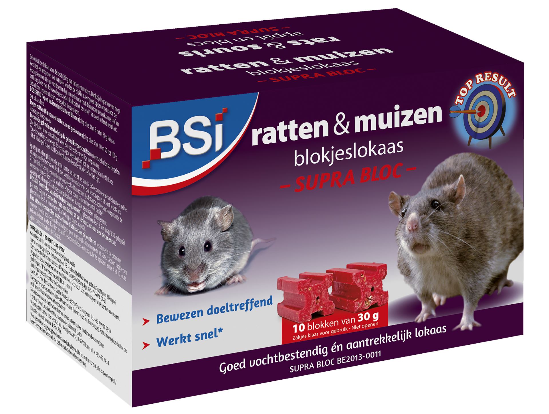 Sterk rattengif en muizengif in weersbestendige blokken | BSI Supra Bloc lokaas (300g)