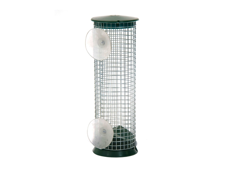 Vogelvoeder silo voor aan het raam