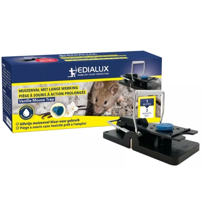 Monitor muizen in huis met de Edialux Vanille Mouse Trap. Deze gifvrije val met vanille lokaas is effectief en veilig voor kinderen en huisdieren.