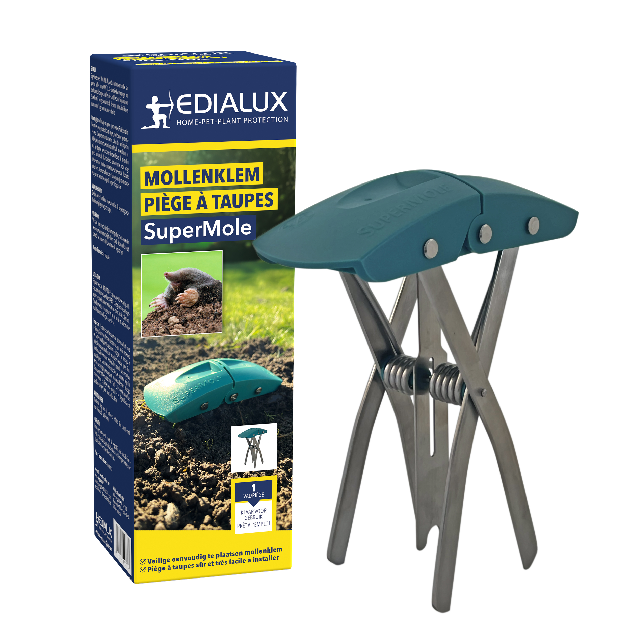 Edialux SuperMole Mollenklem - effectieve bestrijding van mollen in je tuin. Bestel nu bij online-tuincentrum.be!