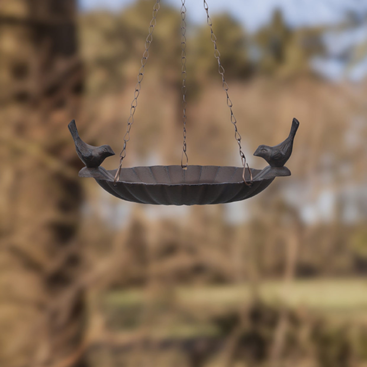 Hangend vogelbad antiek roestbruin 