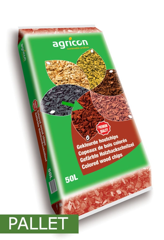 Houtchips als bodembedekker rood per pallet 
