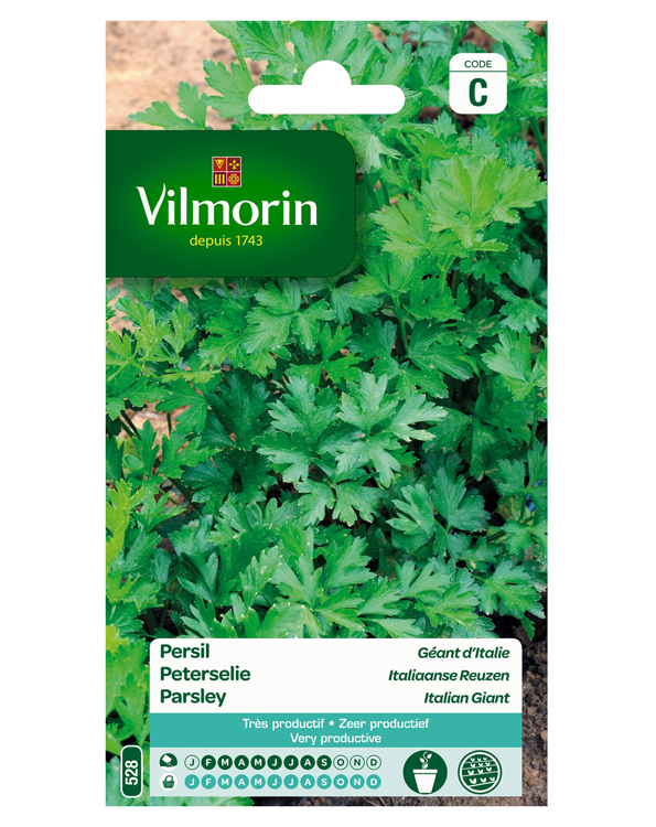 Vilmorin Peterselie zaden in grootverpakking Italiaanse reuzen 15g