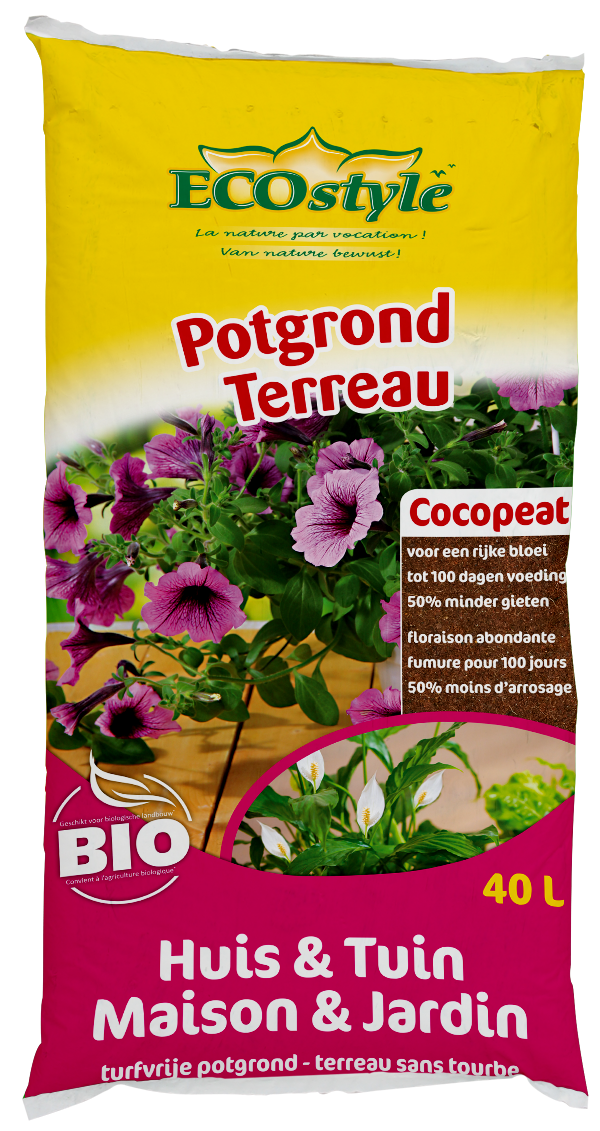 Ecostyle Cocopeat potgrond huis en tuin 40L turfvrij 💚