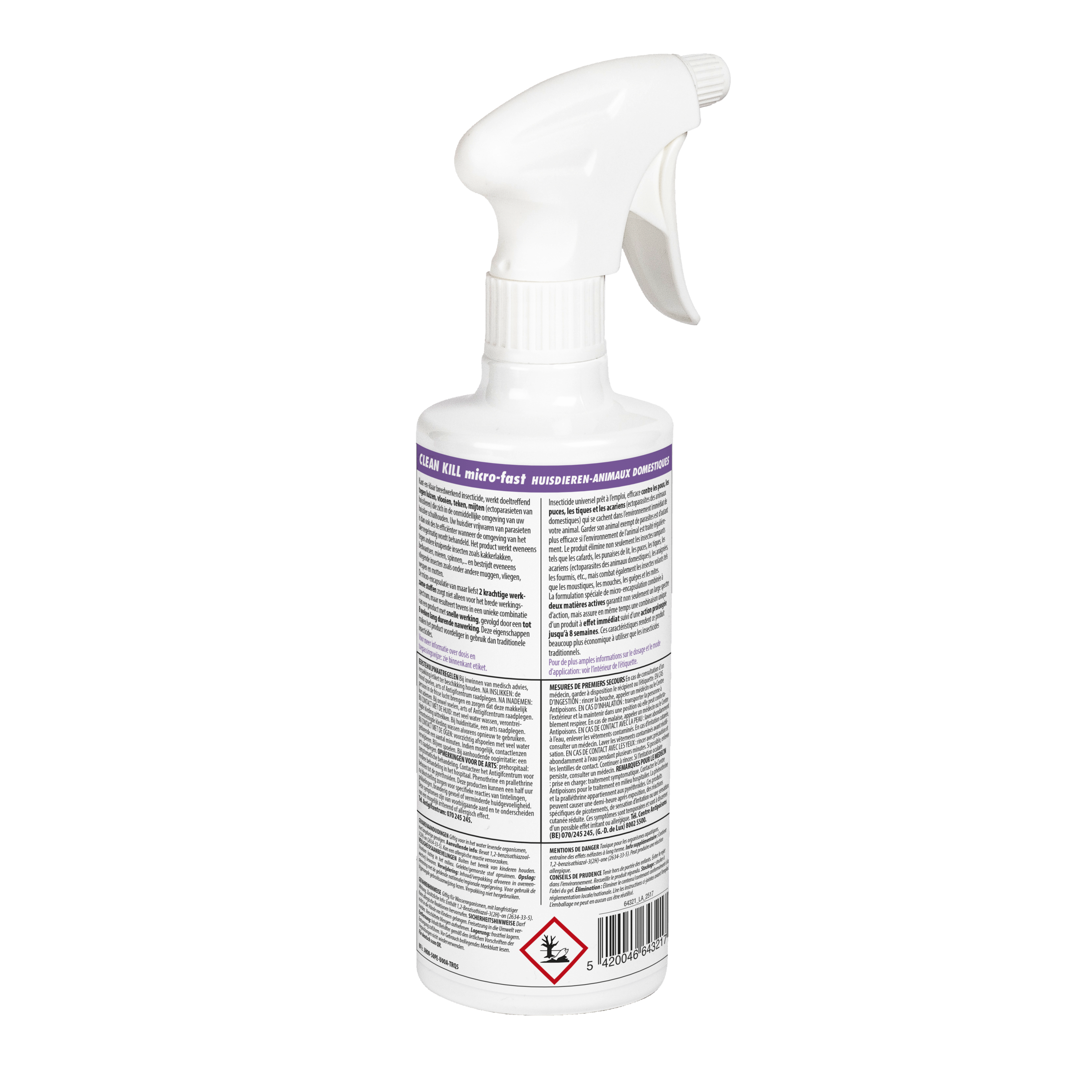 Vlooien teken of luizen bij kat en hond ? Omgevingsspray BSI Clean Kill (voorheen Bio Kill) huisdieren