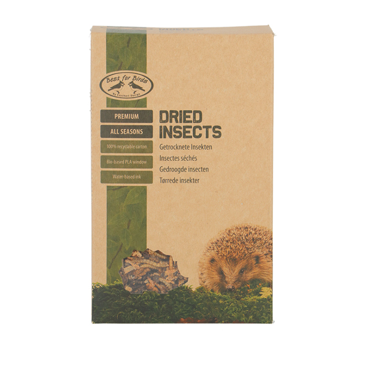 Verwen vogels en egels met deze eiwitrijke mix van gedroogde insecten, ideaal voor voedertafels en egelvoederschalen.