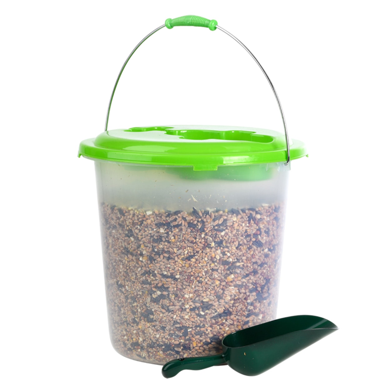 Strooivoer voor vogels met handschep