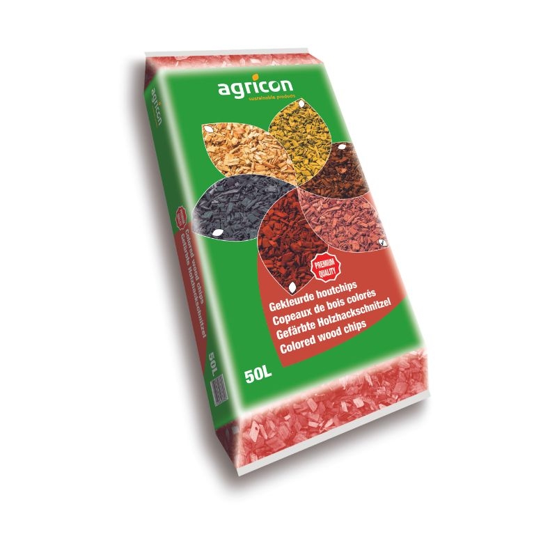 Een close-up van oranje houtchips, ideaal voor decoratieve en onkruidwerende bodembedekking.