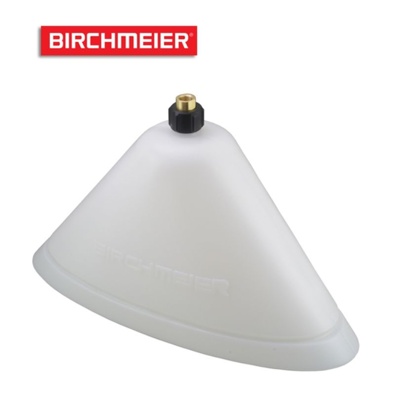Witte Birchmeier sproeikap met zwarte aansluiting, geschikt voor diverse Birchmeier drukspuiten.