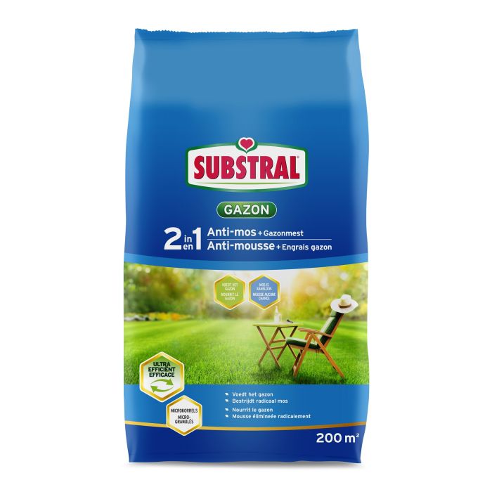 Substral Gazon 2-in-1 anti-mos en gazonmest voor 200 m²