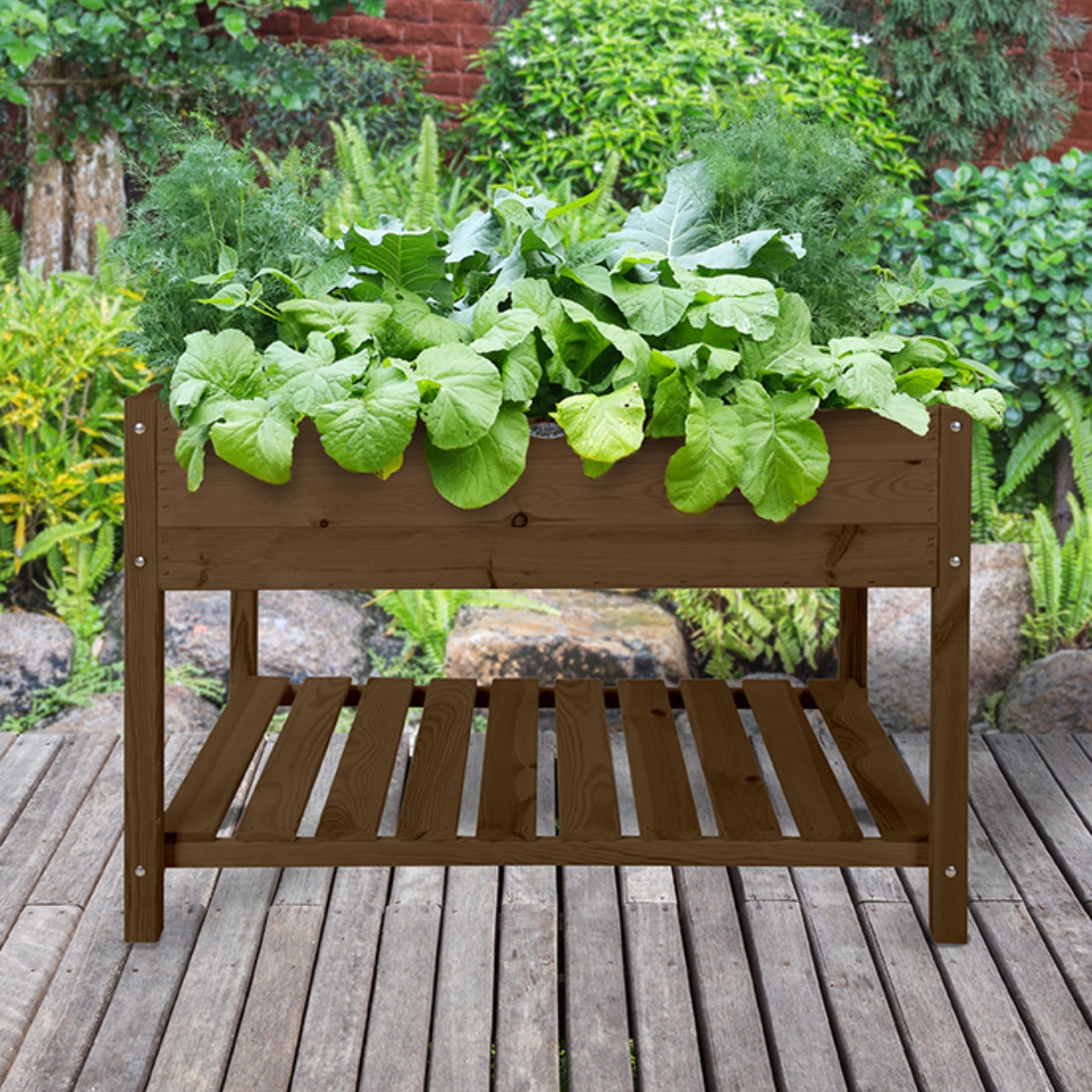 Grote moestuinbak uit hout 118 cm