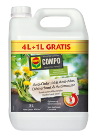 Compo Biologische mos- en onkruidbestrijding 4L+1L gratis
