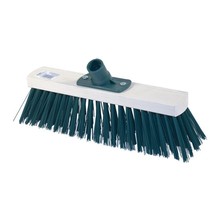 Bezem 30cm PVC groen + steelhouder 