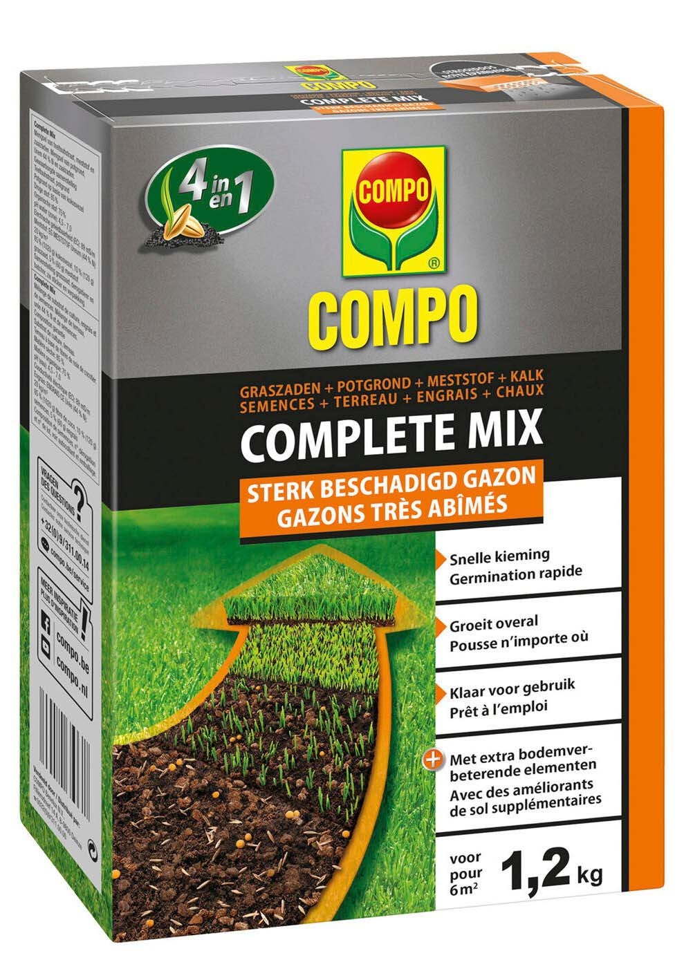 Beschadigd gazon herstellen met Complete mix 