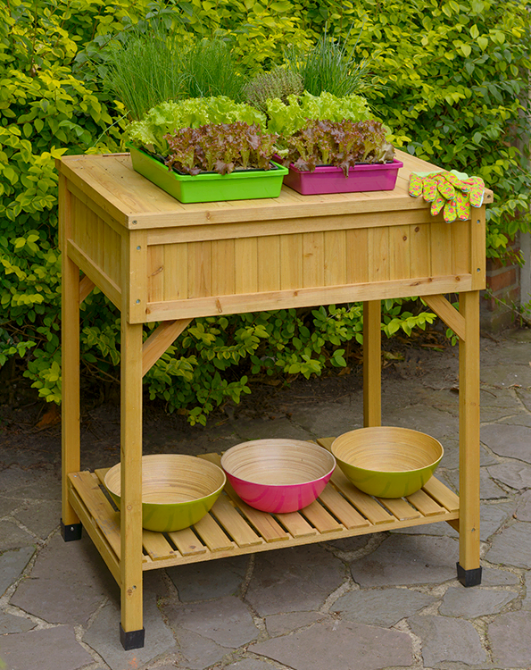 Houten werktafel voor tuin