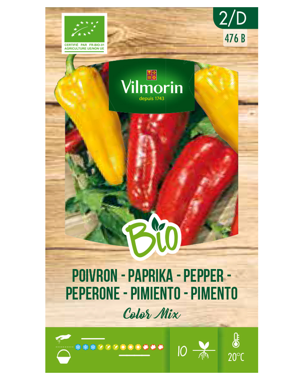 Bio zaden Paprika Color mix 0,15g