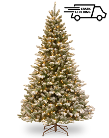 Besneeuwde kunstkerstboom met verlichting Golden Glitter 198cm