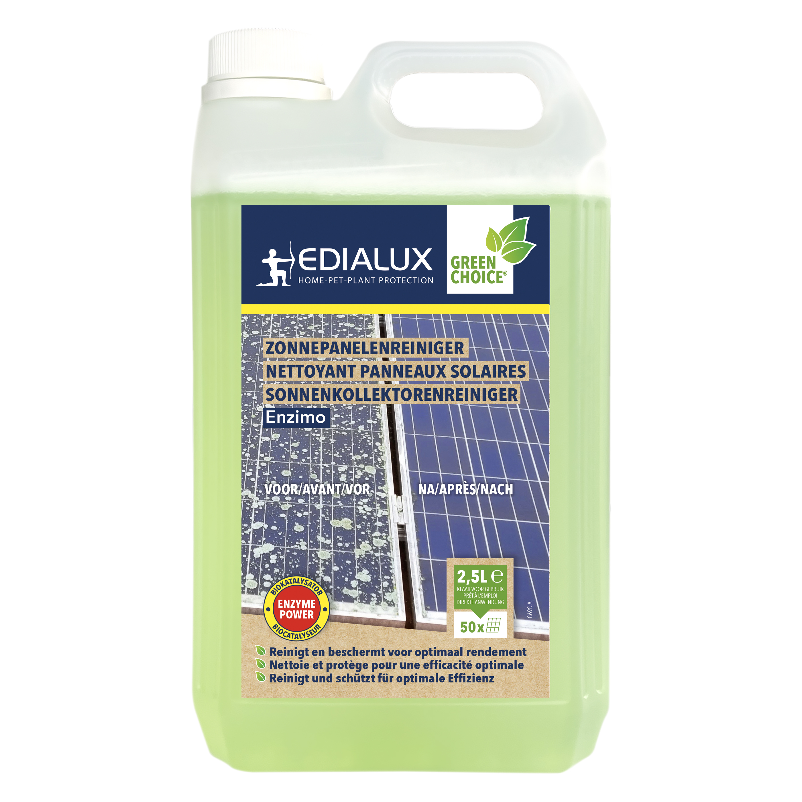 Edialux Zonnepanelenreiniger 2,5L - reinigt en beschermt je zonnepanelen voor optimaal rendement. Bestel nu bij online-tuincentrum.be!