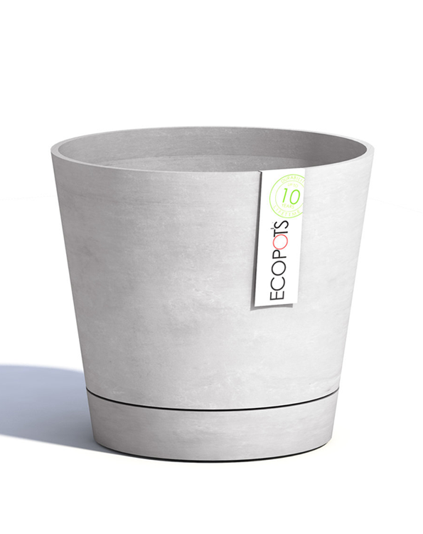 ECOPOTS Venice Ronde bloempot met drainagesysteem in Whitestone