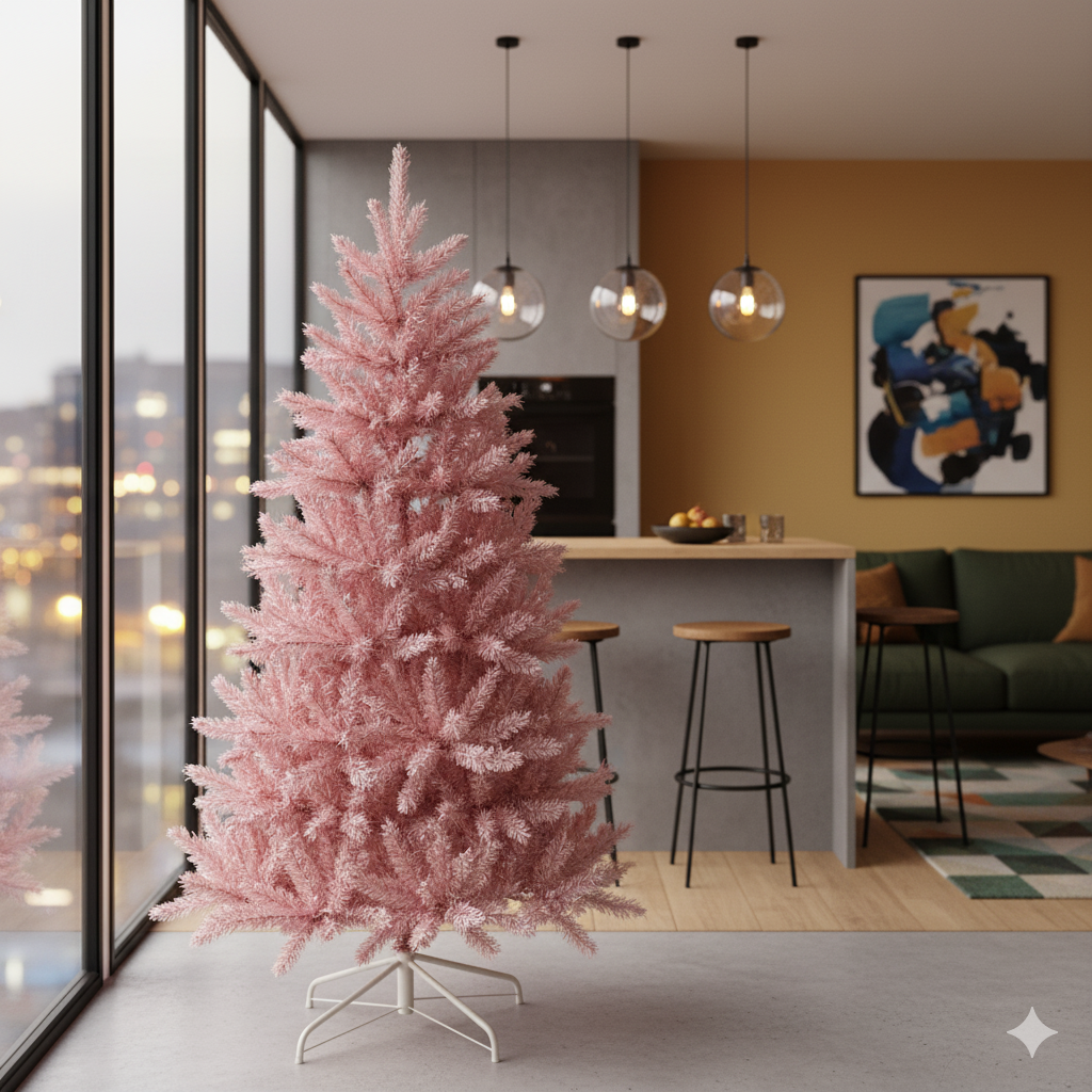 Roze Kunstkerstboom Pinky snow 210 cm