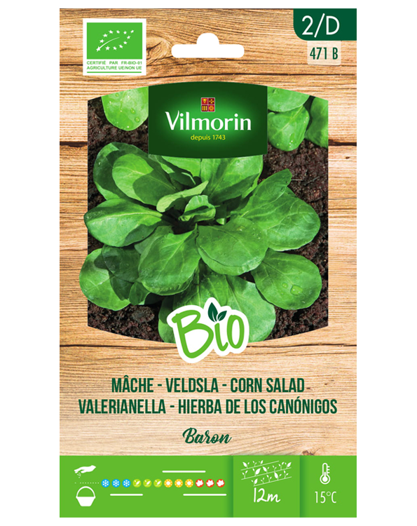 Bio Groenten zaden Veldsla Baron 3g