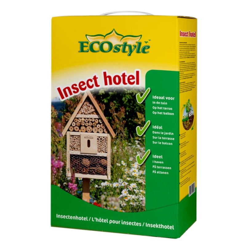 Ecostyle insectenhotel, biedt een veilige haven voor bijen, vlinders, lieveheersbeestjes en andere nuttige insecten.