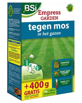 Empress Garden tegen mos in gazon en op terras 1000m²
