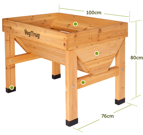 Verhoogde kweekbak "Vegtrug" uit tropisch hardhout