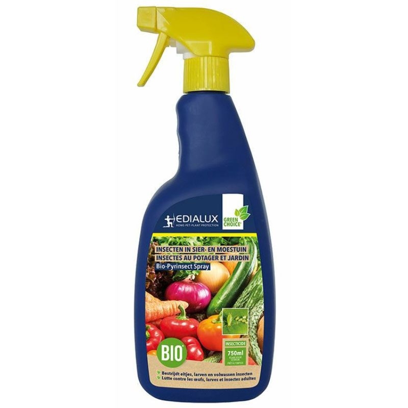 Natuurlijke insectenbestrijding met Edialux Bio-Pyrinsect Spray (750ml) - Bescherm je planten tegen schadelijke insecten zonder chemicaliën.