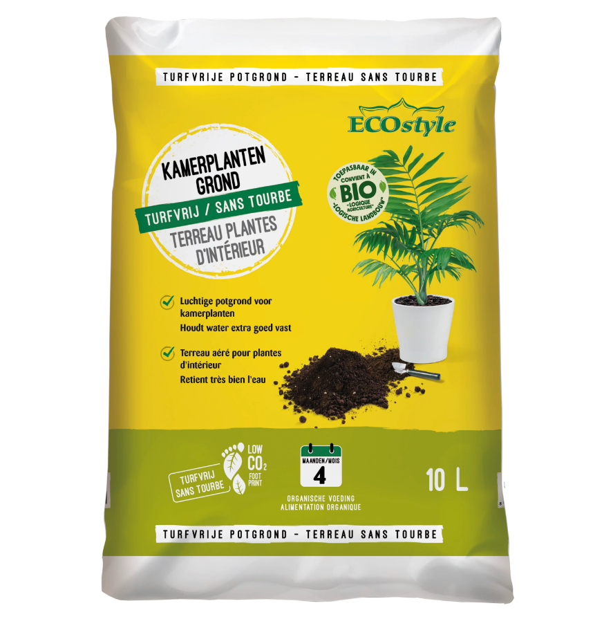 Potgrond Kamerplanten 10L Ecostyle Turfvrij - Kamerplanten verpotten 🌱