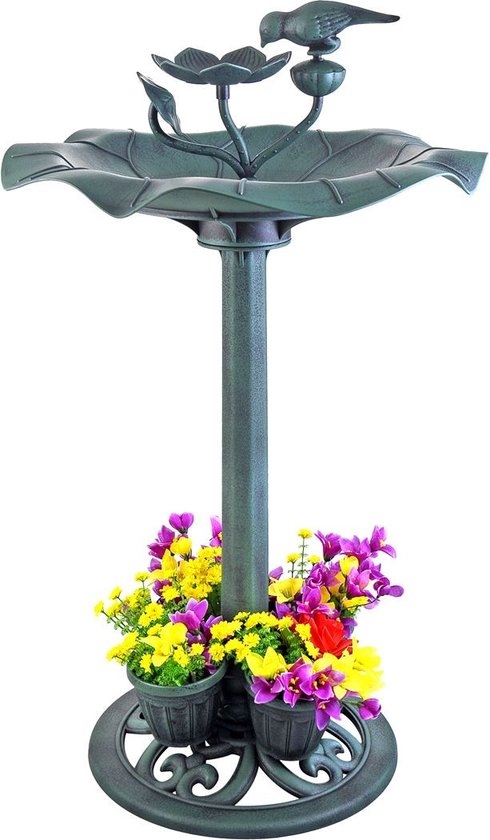 Waterschaal op voet met 4 bloempotten 81 cm