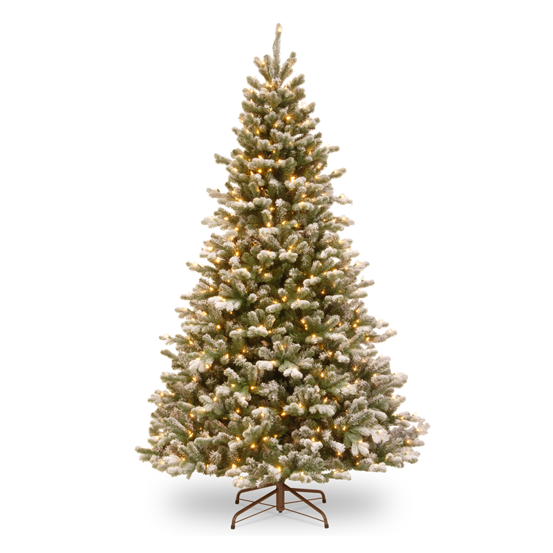 Besneeuwde kunstkerstboom met verlichting Golden Glitter 198cm
