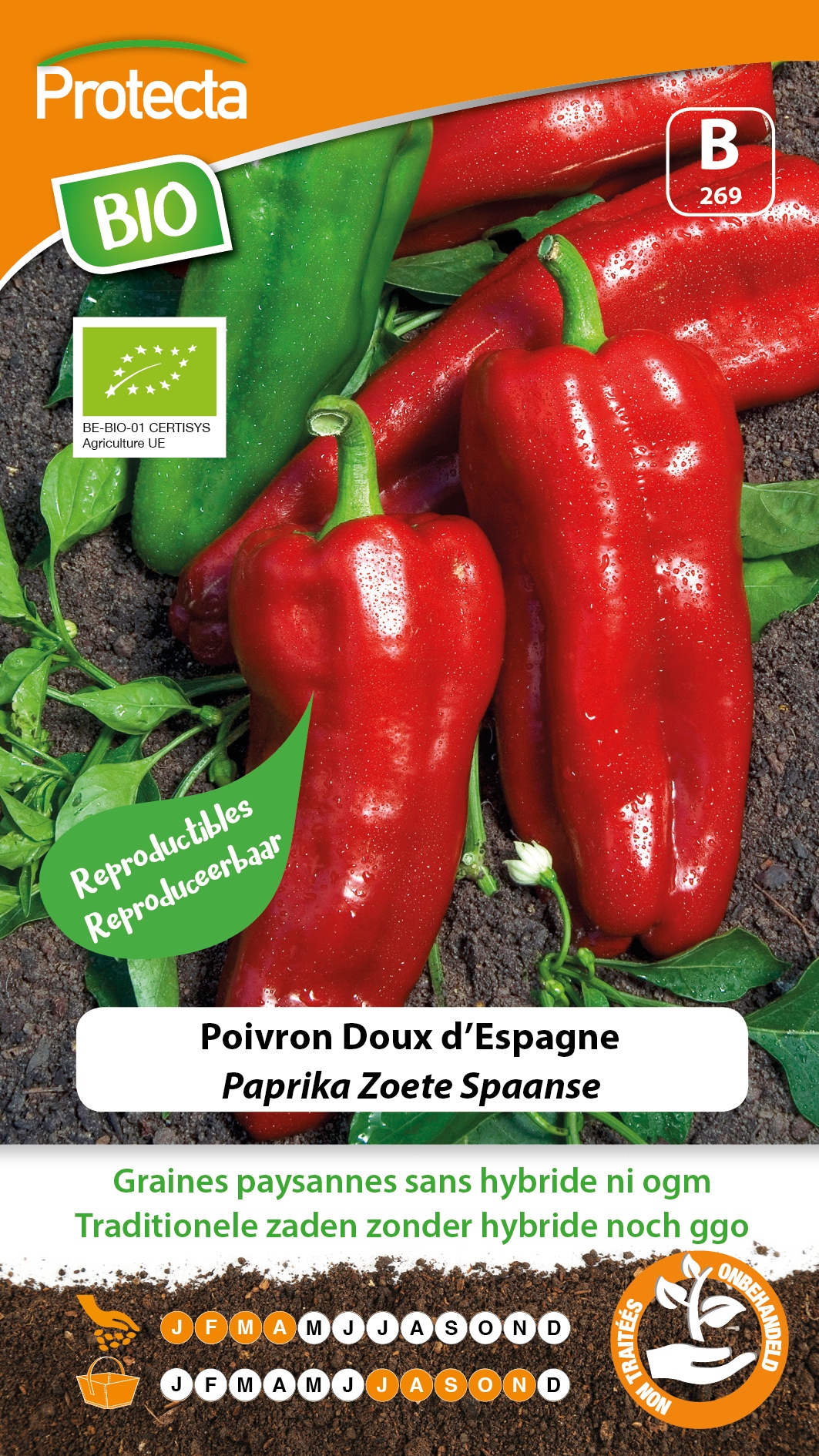 Zoete paprika zaden Zaadvast en GMO vrij