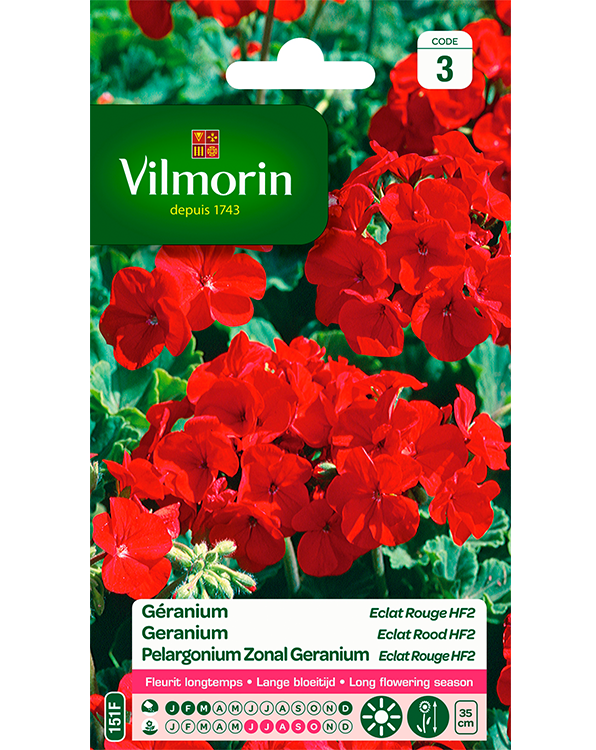 Bloemzaden Geranium Eclat Rood Hybride F2 0,3g