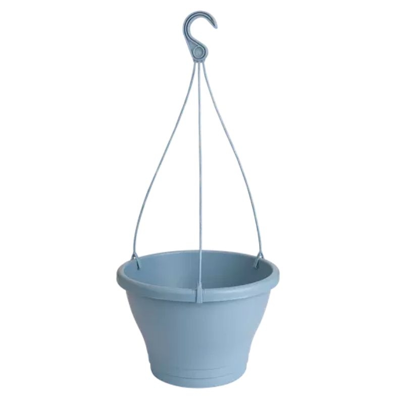 Hangende bloempot Elho Corsica 30cm in Vintage Blue. Gemakkelijk op te hangen en voorzien van een schotel voor optimale plantverzorging.