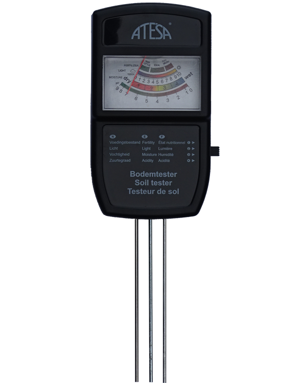 Bodemtester 4 in 1 pH meter voor zuurtegraad, voeding, licht en vochtigheid