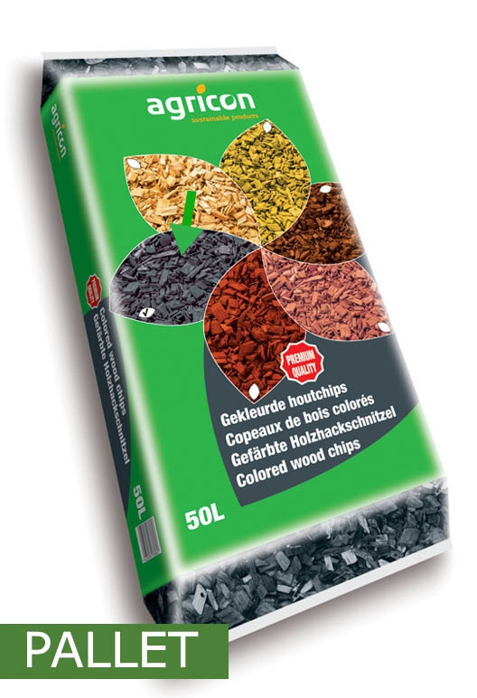 Houtchips als bodembedekker donker grijs per pallet 