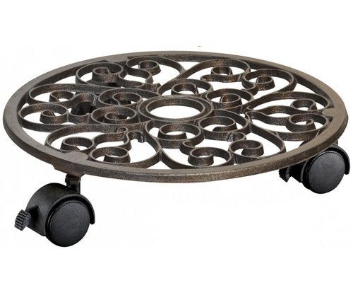 Metalen Plantentrolleys rond Antik bruin 29cm