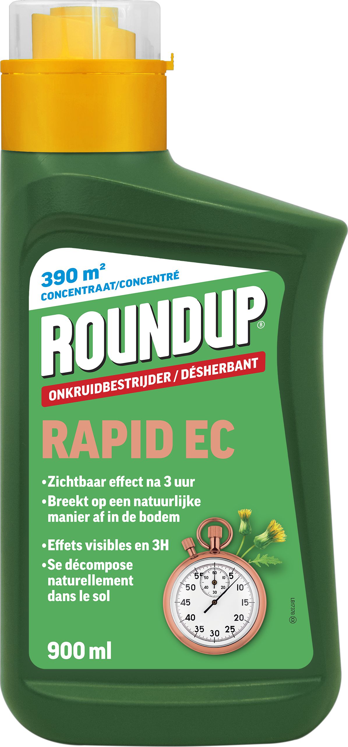 Roundup Rapid EC concentraat. Onkruidbestrijder voor 390 m². Snel resultaat.